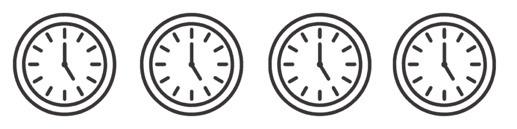 Images of clocks to demonstrate time saving.