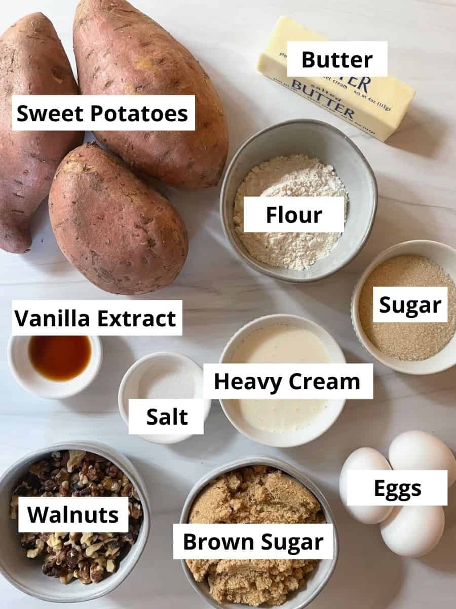 Ingredients needed to make the casserole with walnuts