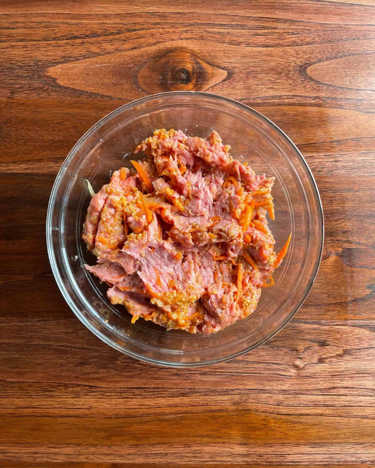 Ground turkey meatloaf mixture in a bowl.