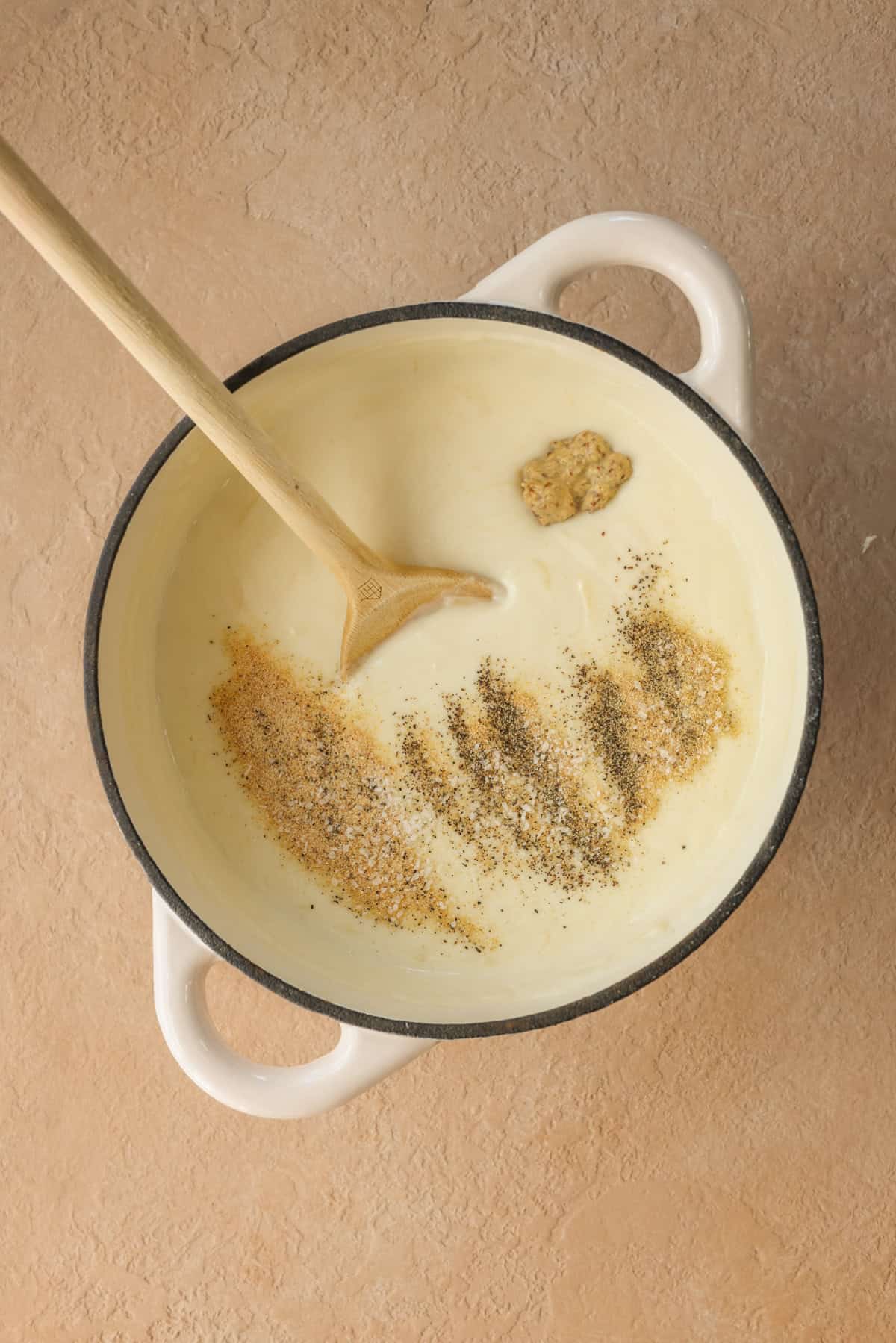 Cheese sauce with seasonings added.