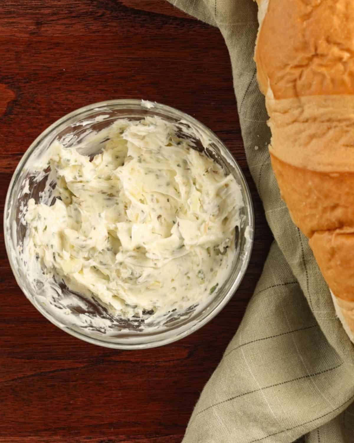 A bowl of garlic butter.